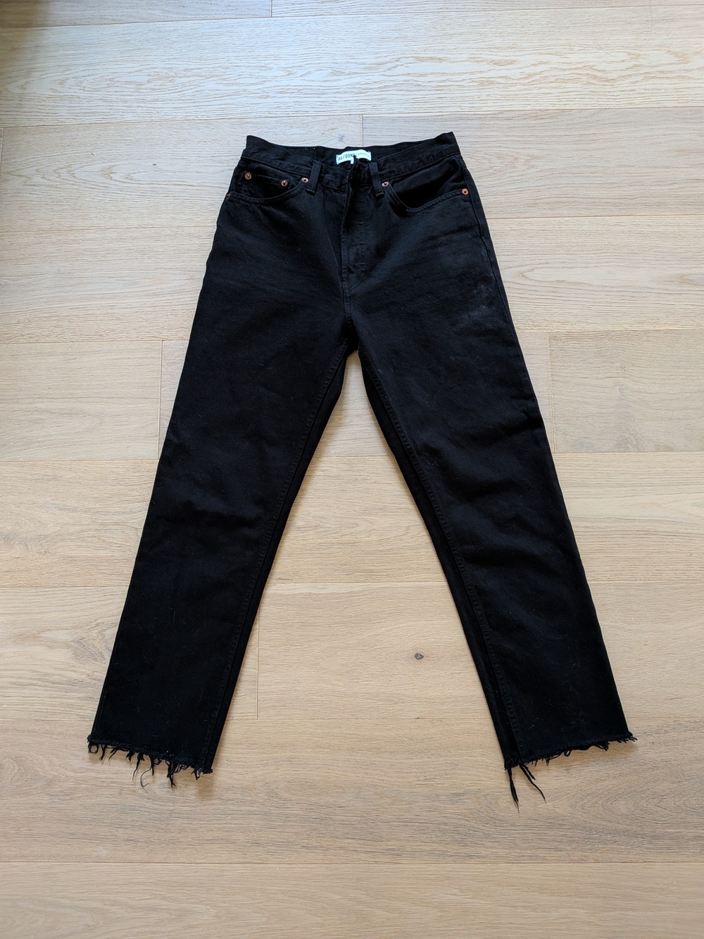Re/Done Black Stovepipe Straight Leg High-Rise Jeans